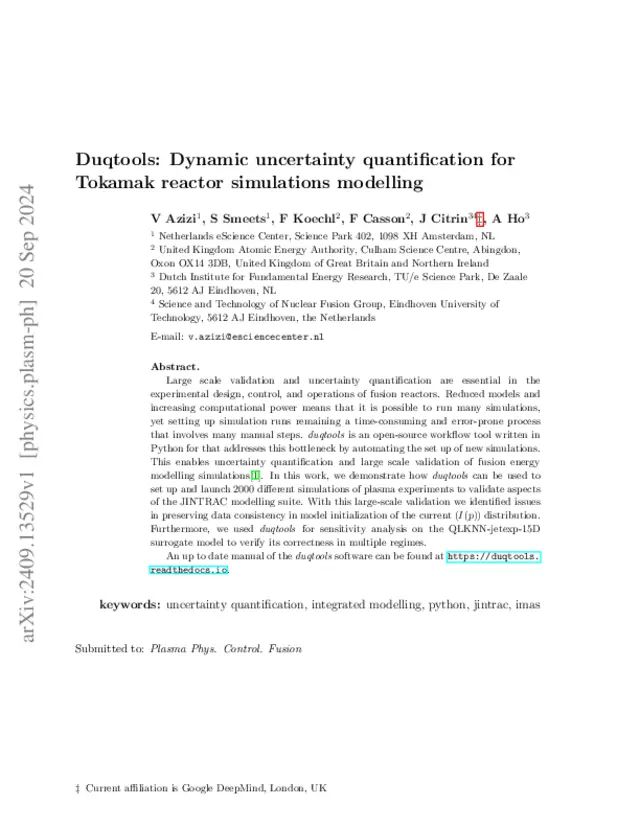 Duqtools: Dynamic uncertainty quantification for Tokamak reactor simulations modelling