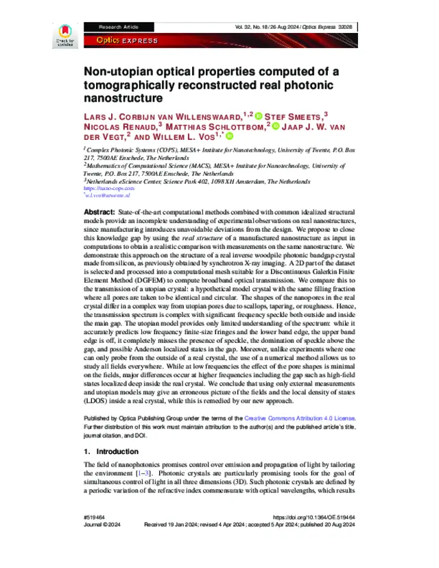 Non-utopian optical properties computed of a tomographically reconstructed real photonic band gap crystal