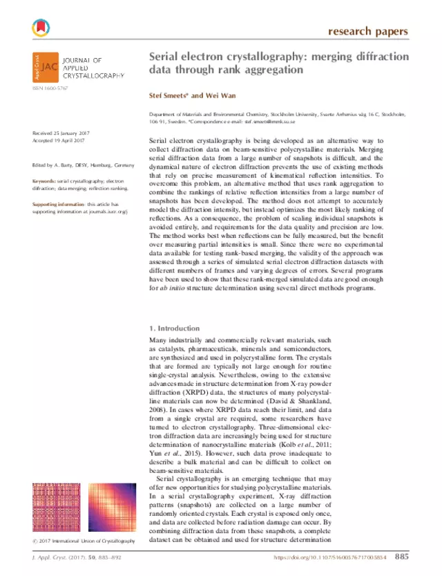 Serial electron crystallography: merging diffraction data through rank aggregation