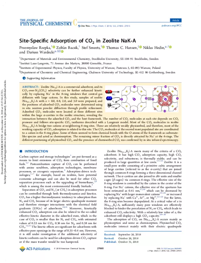 Site-Specific Adsorption of CO2 in Zeolite NaK-A
