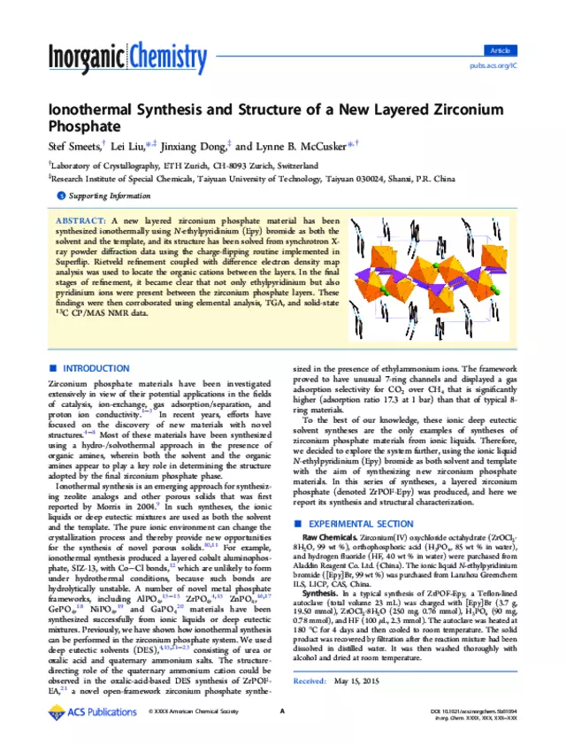 Ionothermal Synthesis and Structure of a New Layered Zirconium Phosphate